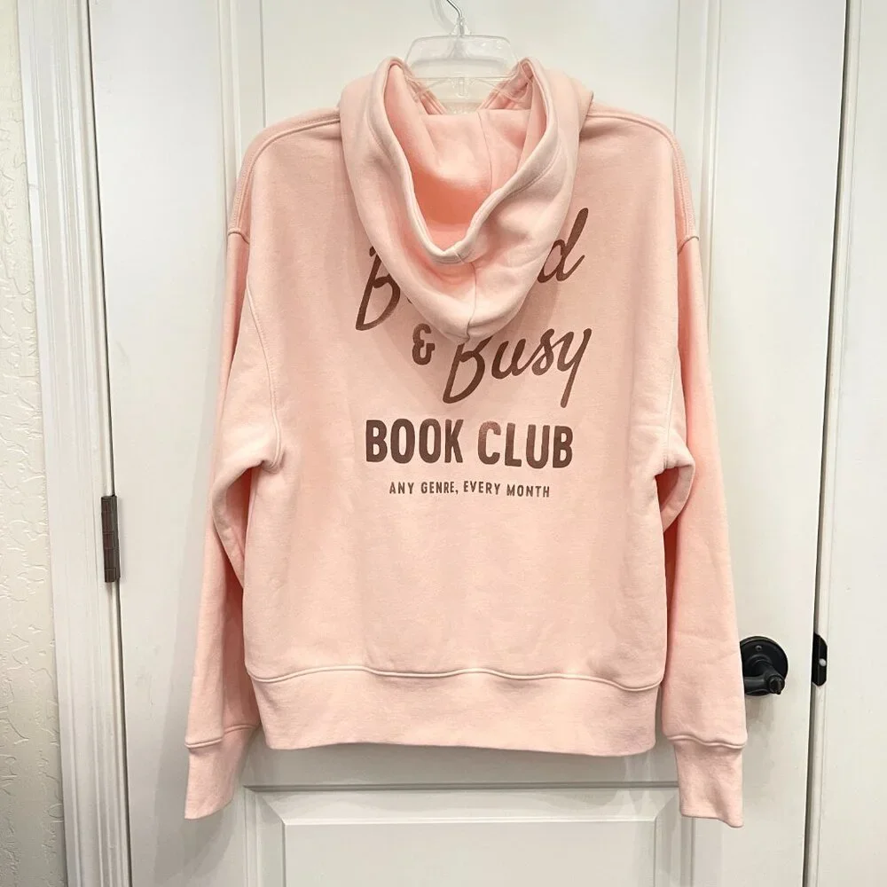 American Eagle Pink Book Club Sweatshirt Hoodie XS NWT Booked & Busy - Picture 3 of 13
